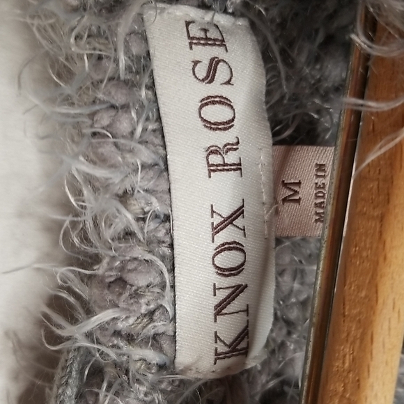 Knox Rose Fuzzy Gray sweater w/lace back detail. - Picture 2 of 7